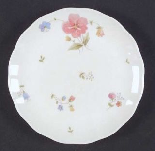 Mikasa Just Flowers Bread & Butter Plate, Fine China Dinnerware   Bone, Pink, Ye