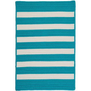 Bayside Reversible Braided Stripe Indoor/Outdoor Rectangular Rugs, Turquoise