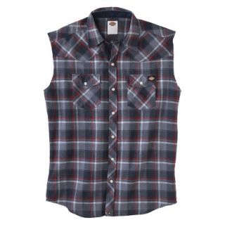 Dickies Mens Sleeveless Western Button Down   Blue L