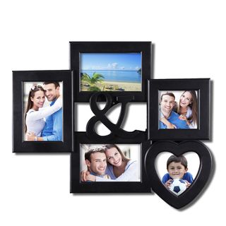 Adeco Adeco 5 opening Heart shaped Black Wall Hanging Collage Picture Frame Black Size 4x6