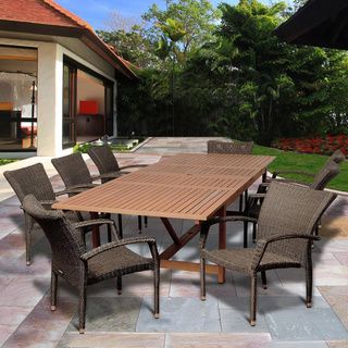 ia Vera 9 piece Distressed Grey/ Brown Extendable Outdoor Dining Set Beige Size 9 Piece Sets