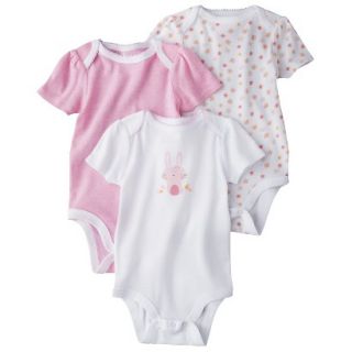 Circo Newborn Girls 3 Pack Short sleeve Bunny Bodysuit   Pink 18 M