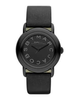 Marci Leather Strap Blackout Watch