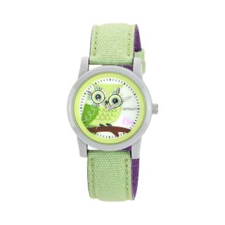 Sprout Eco Friendly Womens Green Owl Organic Cotton Strap Watch