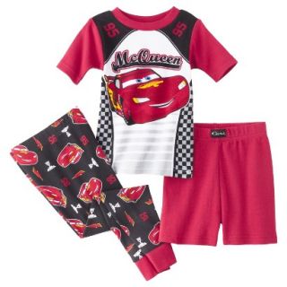 Disney Cars Toddler Boys 3 Piece Short Sleeve Pajama Set   Red 4T