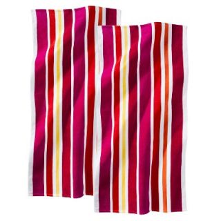 Vertical Stripes Pink Beach Towel   2 pack