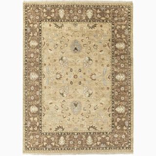 Hand made Oriental Pattern Taupe/ Brown Wool Rug (8x10)