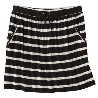 Merona Womens Plus Size Front Pocket Knit Skirt   Black/Cream 2