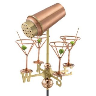 Good Directions Martini with Glasses Garden Weathervane   Polished Copper