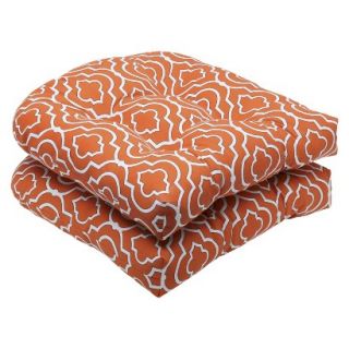 Outdoor 2 Piece Wicker Seat Cushion Set   Orange/White Starlet