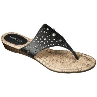 Womens Merona Elisha Perforated Studded Sandals   Black 7