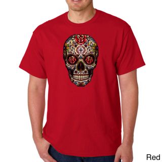 Los Angeles Pop Art Mens Sugar Skull T shirt Red Size S