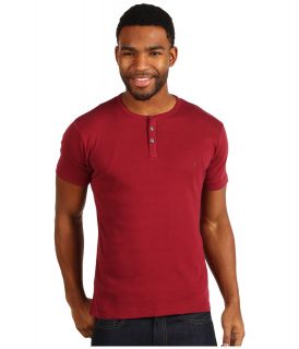French Connection Basic Henley Mens T Shirt (Burgundy)