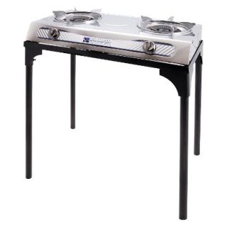 Stansport 2 Burner Stainless Steel Stove with Stand   Silver/Black