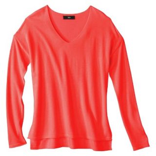 Mossimo Petites Long Sleeve V Neck Pullover Sweater   Red XSP