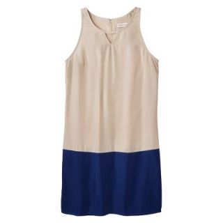 Merona Womens Colorblock Hem Shift Dress   Hamptons Beige/Waterloo Blue   L