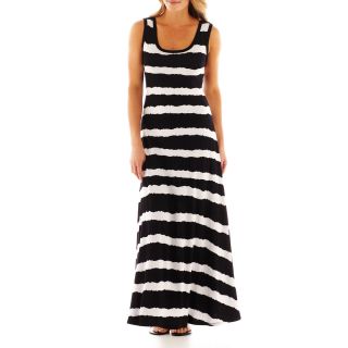 R & K Originals R&K Originals Sleeveless Tye Dye Striped Maxi Dress, Black/White