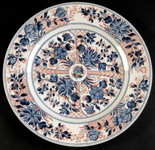 Wedgwood Ningpo (Blue Trim) Dinner Plate, Fine China Dinnerware   Blue & Red Dec