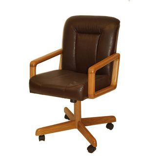Wood And Fabric Tilt Rolling Caster Chair