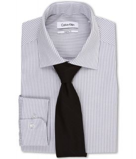 Calvin Klein Regular Fit L/S Striped Dress Shirt Mens Long Sleeve Button Up (Gray)
