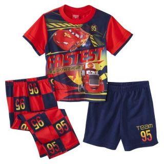 Disney Cars Toddler Boys 3 Piece Short Sleeve Pajama Set   Red 3T