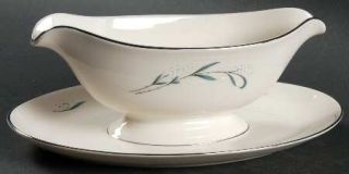 Pickard Snowberry Gravy Boat with Attached Underplate, Fine China Dinnerware   W