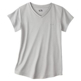 C9 by Champion Girls Duo Dry Short Sleeve V  Neck Tech Tee   Grey S