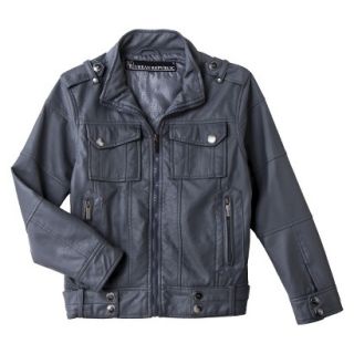 Urban Republic Boys 4 Pocket Faux Leather Aviator Jacket   Charcoal 5 6