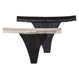 Gilligan & OMalley Womens 2 Pack Micro Lace Thong   Gray M