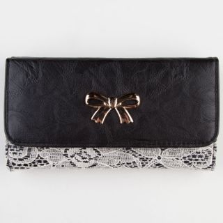 Bow Lace Overlay Wallet Black One Size For Women 212033100