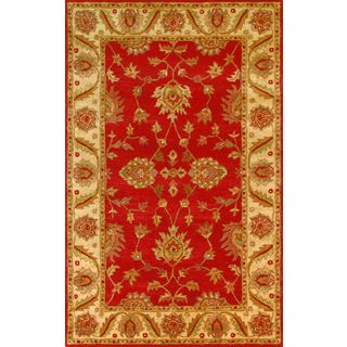 Golden Red/ Beige Wool Area Rug (23 X 8)
