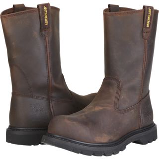 CAT Steel Toe Revolver Wellington Boot   Dark Brown, Size 8 Wide, Model P89516