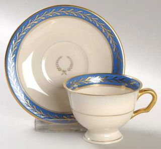 Pickard Josephine Blue Footed Demitasse Cup & Saucer Set, Fine China Dinnerware
