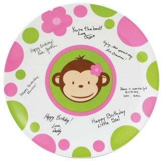 Pink Mod Monkey Birthday Signature Plate