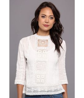 Dolce Vita Indra Lace Inset Top Womens Long Sleeve Pullover (White)