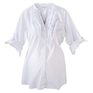 Liz Lange for Target Maternity 3/4 Sleeve Ruffled Shirt   White M