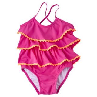 Circo Infant Toddler Girls Ruffle 1 Piece Swimsuit   Pink 4T