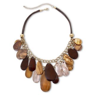 MIXIT Mixit Layered Brown Shell Teardrop Cluster Necklace