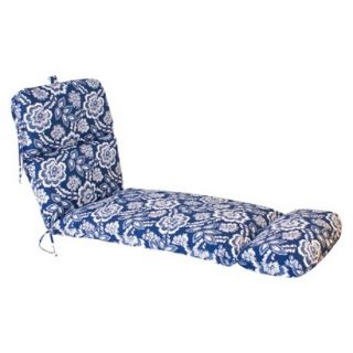 Outdoor Chaise Lounge Cushion   Blue/White Geometric