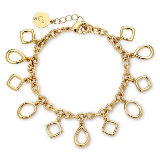 LIZ CLAIBORNE Gold Tone Flex Charm Bracelet