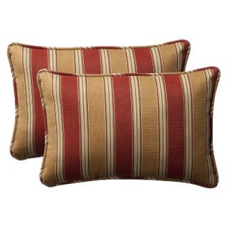 2 Piece Outdoor Toss Pillow Set   Tan/Red Stripe 24