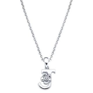 Little Diva Sterling Silver Diamond Accent Initial J Pendant Necklace   Silver
