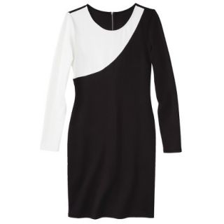 Mossimo Womens Asymmetrical Colorblock Scuba Dress   Black/White XL