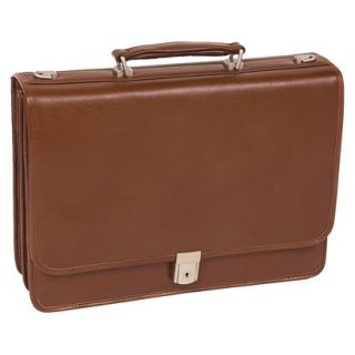 Leather Double Compartment Briefcase Brown