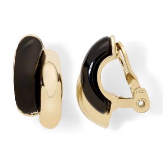 MONET JEWELRY Monet Jet Black & Gold Tone Clip Earrings
