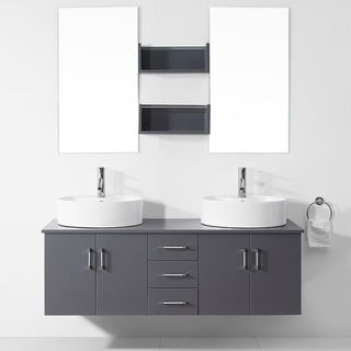 Virtu Virtu Usa Enya 59 inch Grey Double Sink White Vanity Set Grey Size Double Vanities
