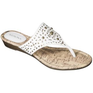 Womens Merona Elisha Perforated Studded Sandals   White 9