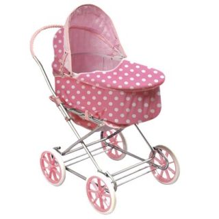 Badger Basket 3 in 1 Doll Carrier/Stroller   Pink & White Polka Dots