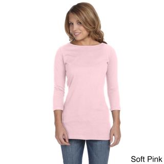 Bella Bella Womens Gwen Half Sleeve Boatneck T shirt Pink Size M (8  10)