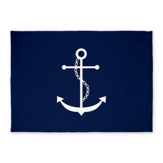  Navy Blue Anchor 5x7Area Rug